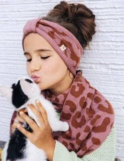 Oh Chapo Bio Merino Stirnband "Ella" MiniMe In LEO Rose Braun