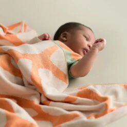 Micu Micu Newborn Babystrickdecke Zickzack Mosaik Orange