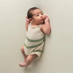 Micu Micu Newborn Strickstrampler Kurz In Greeny Ecru