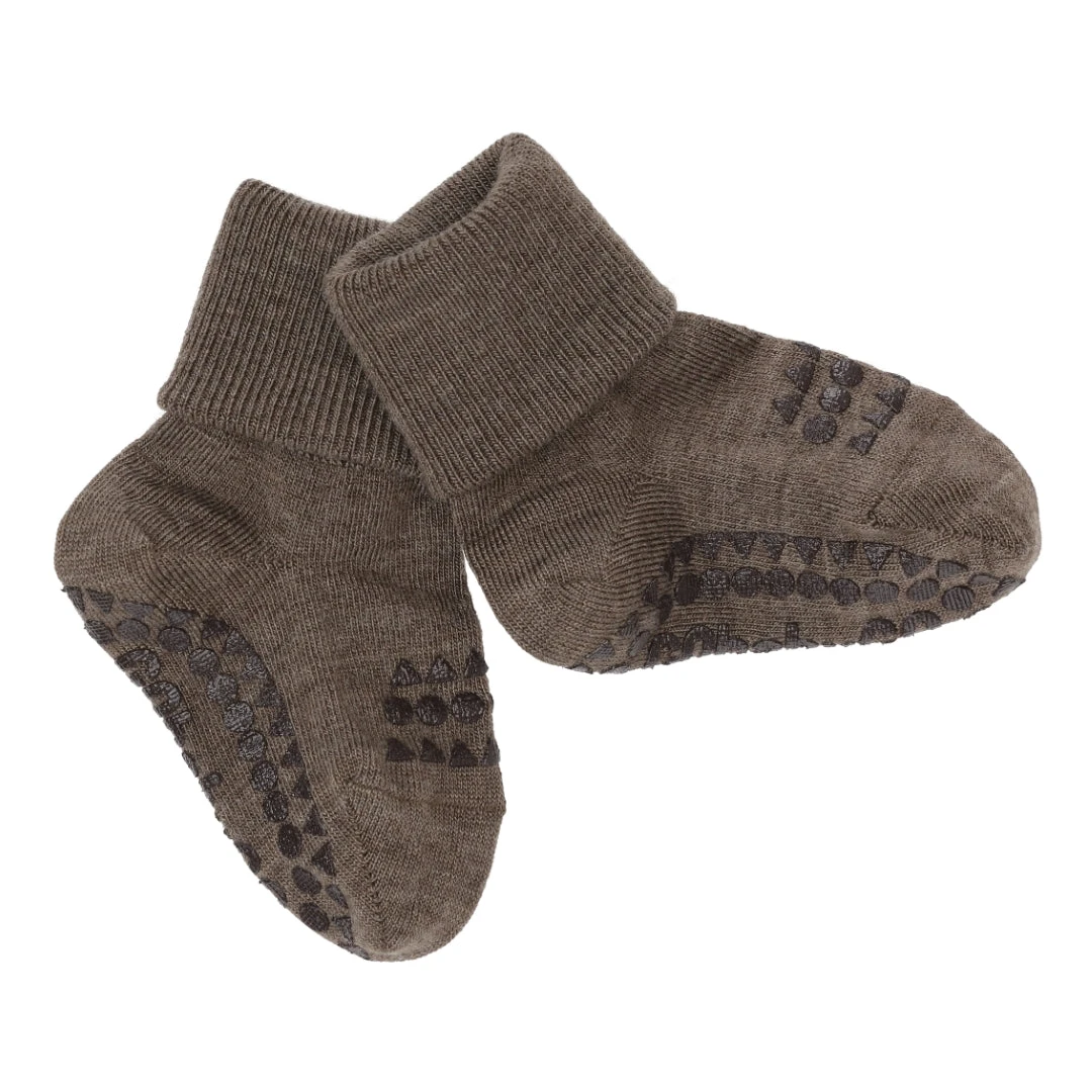 Gobabygo Antirutsch Woll Socken "braun Melange" 4 Gobabygo Antirutsch Woll Socken "braun Melange" – Bild 2
