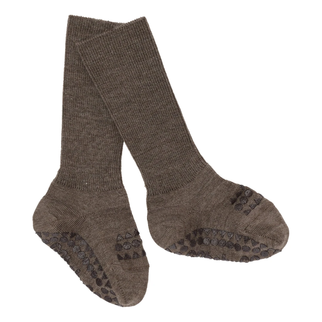 Gobabygo Antirutsch Woll Socken "braun Melange" 3 Gobabygo Antirutsch Woll Socken "braun Melange"