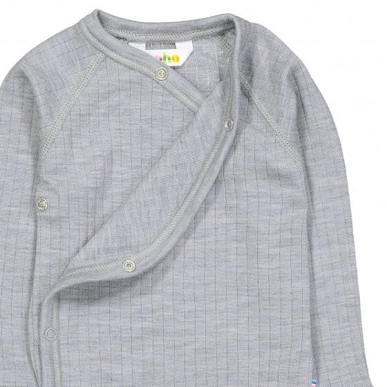 Joha Merino Woll Wickelbody Hellgrau Melange 5 Joha Merino Woll Wickelbody Hellgrau Melange – Bild 3