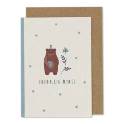 Ava Und Yves Grußkarte Zur Geburt "Hurra Ein Junge"