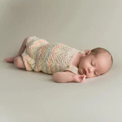 Micu Micu Newborn Strickstrampler Kurz In Ecru Gestreift