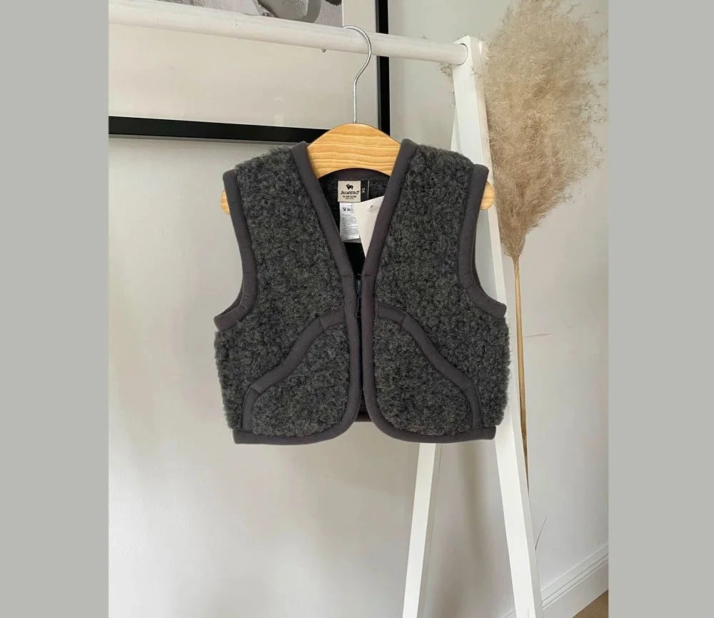 Alwero Kinder Wollweste "CARPATHIAN" In Dunkelgrau 4 Alwero Kinder Wollweste "CARPATHIAN" In Dunkelgrau – Bild 2