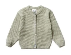 Puri Organic Mitwachsende Strick Jacke Popcorn Aus Baumwolle Leinen In Salbei