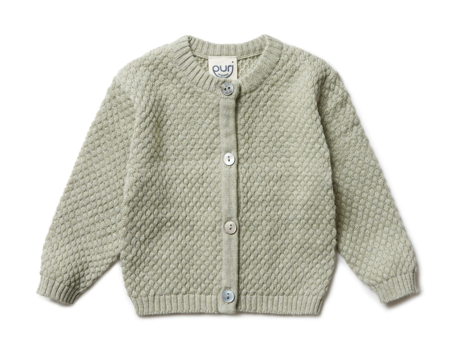 Puri Organic Mitwachsende Strick Jacke Popcorn Aus Baumwolle Leinen In Salbei 2 Puri Organic Mitwachsende Strick Jacke Popcorn Aus Baumwolle Leinen In Salbei