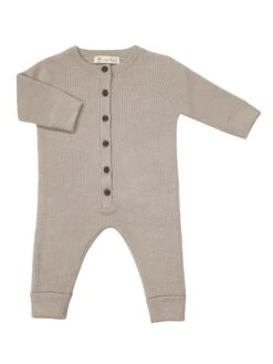 Lille Toni Merino Mitwachsender Babystrampler "Thea" Camel Melange