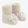 Huttelihut Gestrickte Babyschuehchen Alpaca Off White -Babybekleidungs geschäft alpacaschuehchenoffwhite