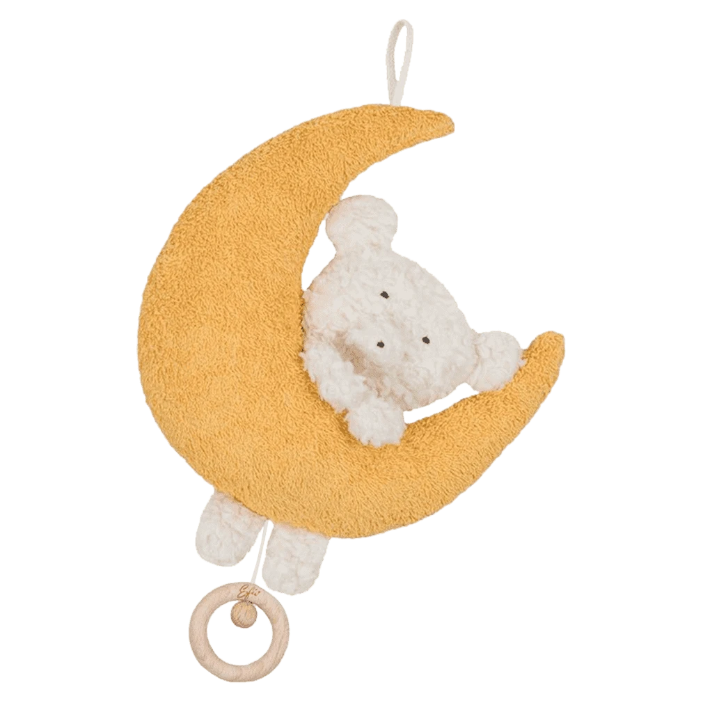 Efie Bio Spieluhr Teddy Auf Dem Mond Gelb Ecru 4 Efie Bio Spieluhr Teddy Auf Dem Mond Gelb Ecru – Bild 2