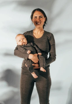 Joha Frauen Wolle Seide Langarmshirt In Chocolate Melange