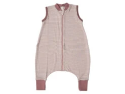 Lilano Ganzjahres Schlafsack Ohne Arm Mit Füßen Wolle Seide Ringel Mauve