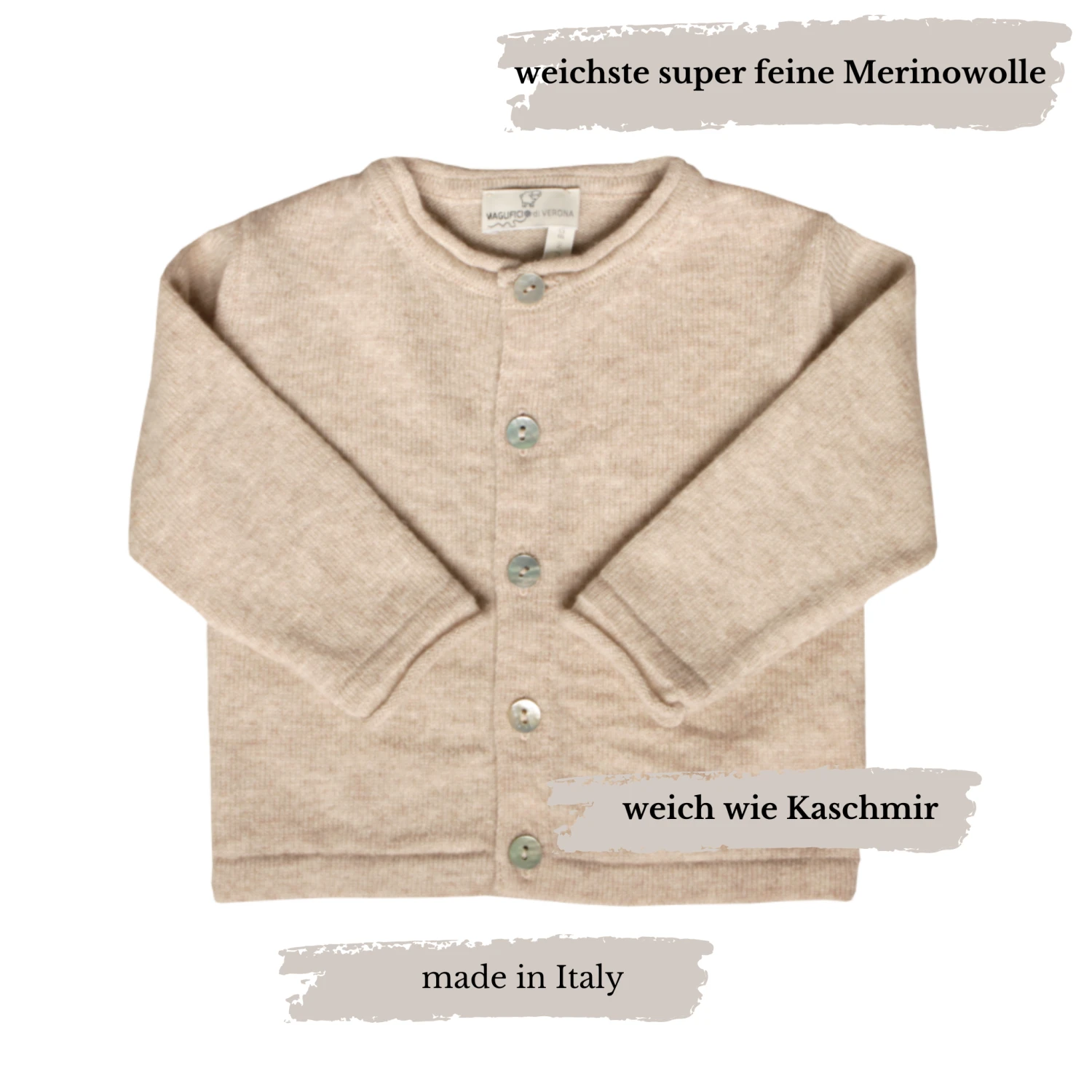 Maglificio Di Verona Baby Strickjacke Aus Merinowolle In Beige 3 Maglificio Di Verona Baby Strickjacke Aus Merinowolle In Beige