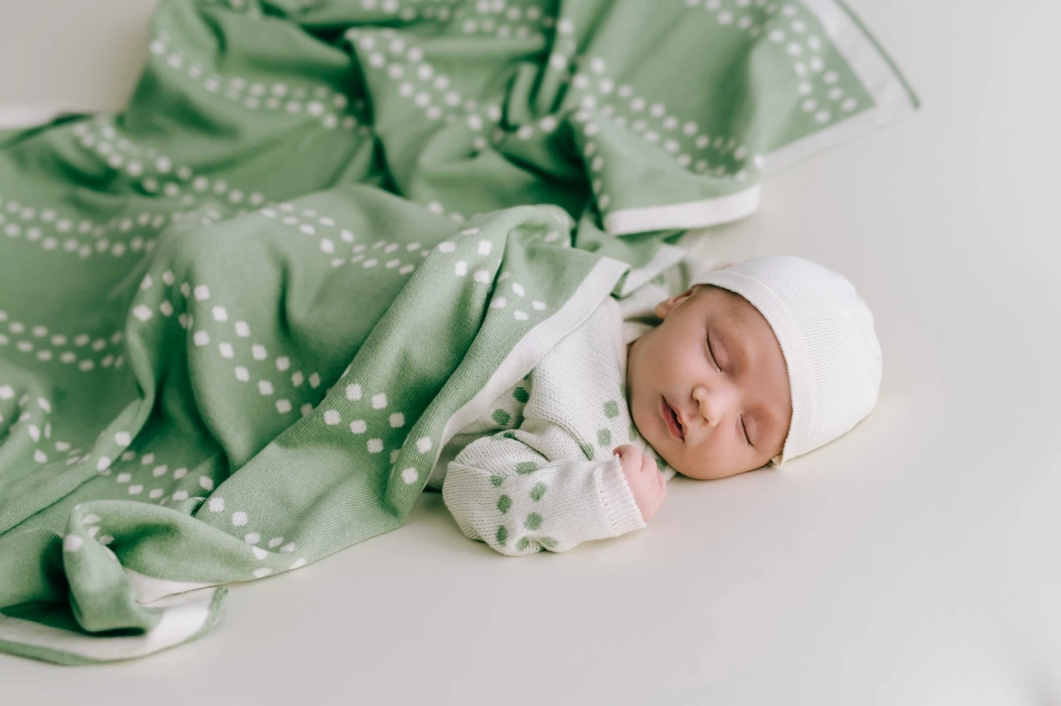 Micu Micu Newborn Strickset Biobaumwolle Dots Mint 6 Micu Micu Newborn Strickset Biobaumwolle Dots Mint – Bild 4