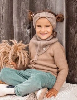 Oh Chapo Bio Merino Stirnband "Ella" MiniMe In Sand