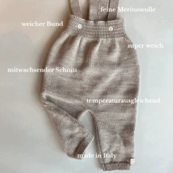 Maglificio Di Verona Merino Strick Latzhose Mitwachsend In Latte -Babybekleidungs geschäft textz