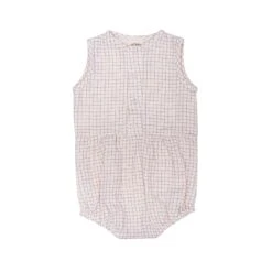 Wooly Organic Bio Musselin Romper Soft Beige Kariert