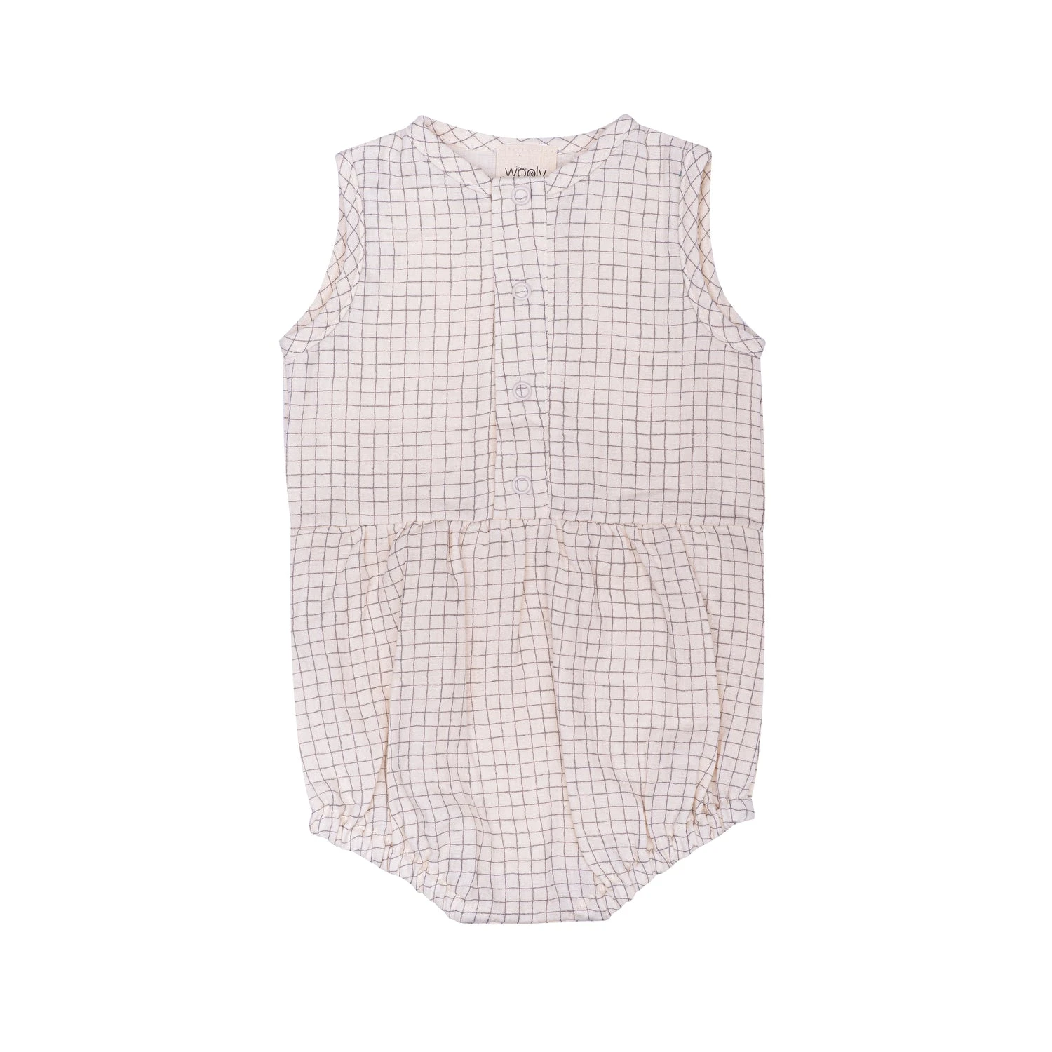 Wooly Organic Bio Musselin Romper Soft Beige Kariert 3 Wooly Organic Bio Musselin Romper Soft Beige Kariert